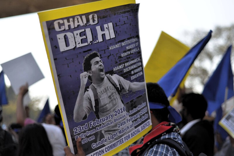 Delhi, February 23, 2016: Thousands marched in a rally demanding justice for Rohith Vemula